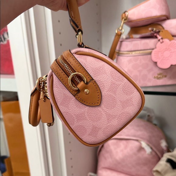 NWT Coach Pink and Tan Satchel MINI ROWAN - Picture 14 of 16